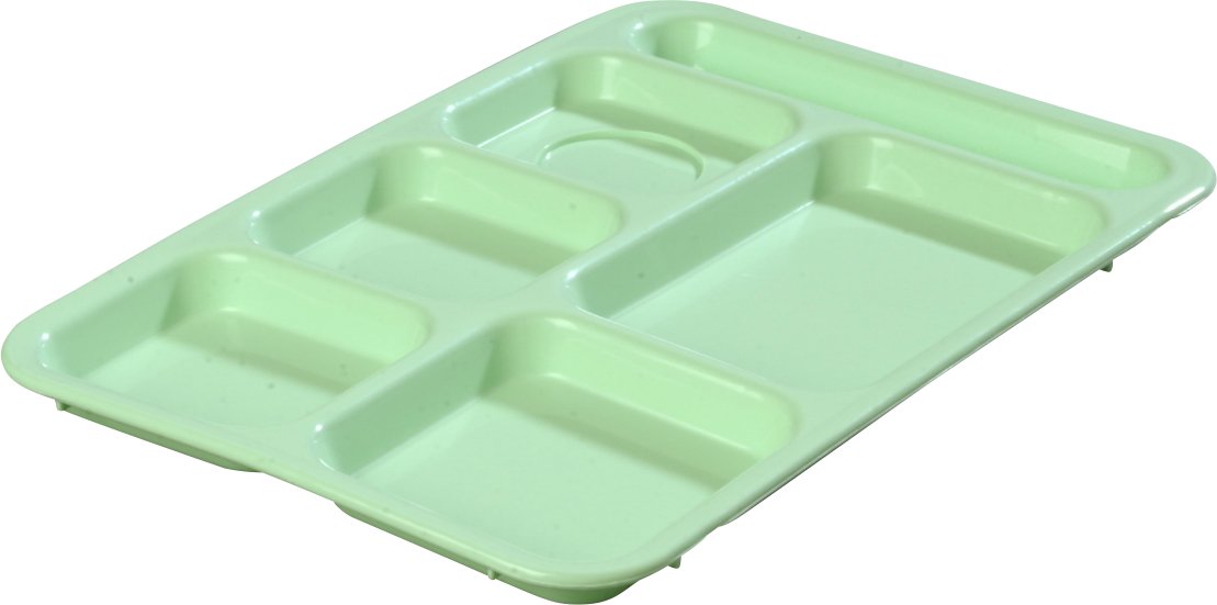Carlisle FoodService Products P614R09 Bandeja de Polipropileno con 6 Compartimentos para Mano Derecha, 10 x 14 Pulgadas, Verde