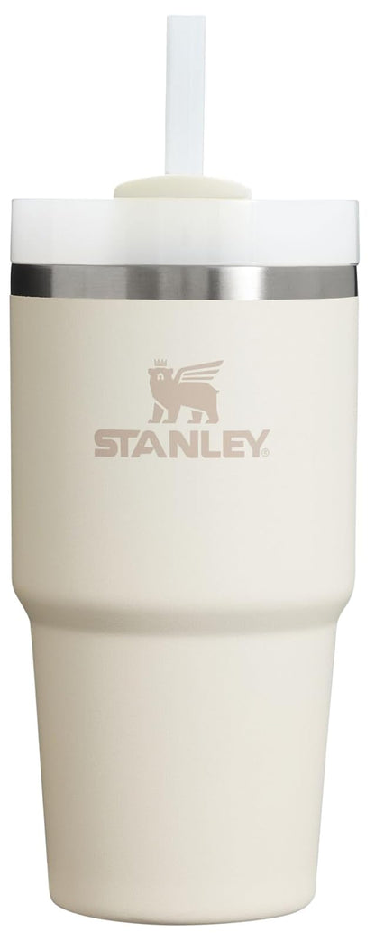 Stanley Quencher H2.0 - Vaso Térmico con Popote, Tapa Giratoria de 3 Vías, Acero Inoxidable, Libre de BPA - 20 onzas - Crema 2.0