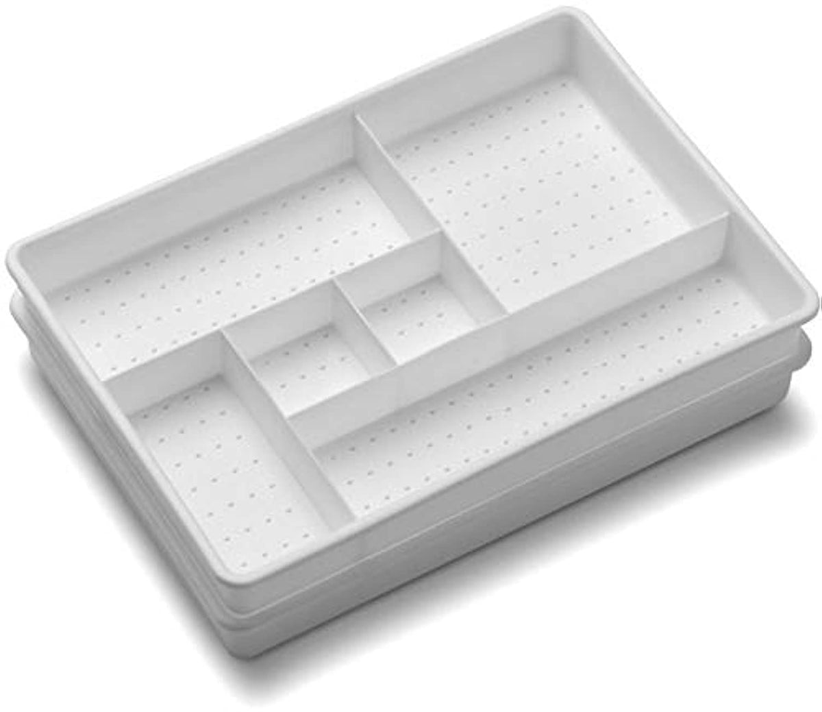 Madesmart Juego de 2 Bandejas Organizadoras de Plástico | Blanco, 12 compartimentos, multiusos, para cajones