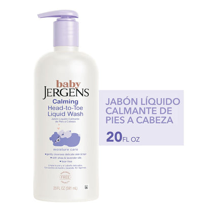 Jergens Baby, Jabón Líquido Calmante de Pies a Cabeza para Bebés, Gel de Baño y Shampoo, sin lágrimas, 591 ml