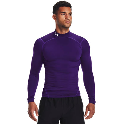 Under Armour ColdGear Camiseta de Compresión, Hombre - Violeta - Blanco - G
