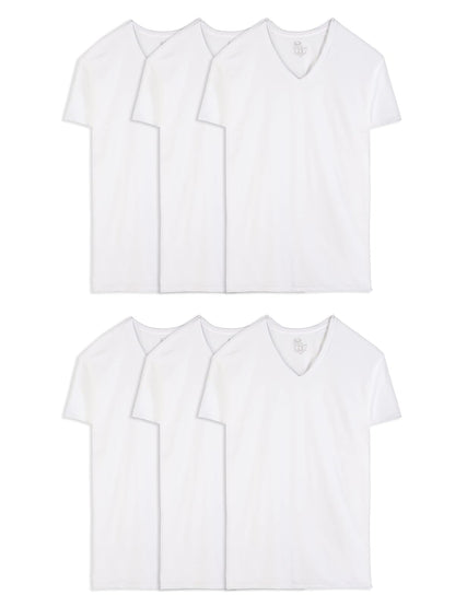 Fruit of the Loom Playera Interior Cuello V para Hombre, Paquete - Tall Man - Pack de 6 unidades, color blanco - XL