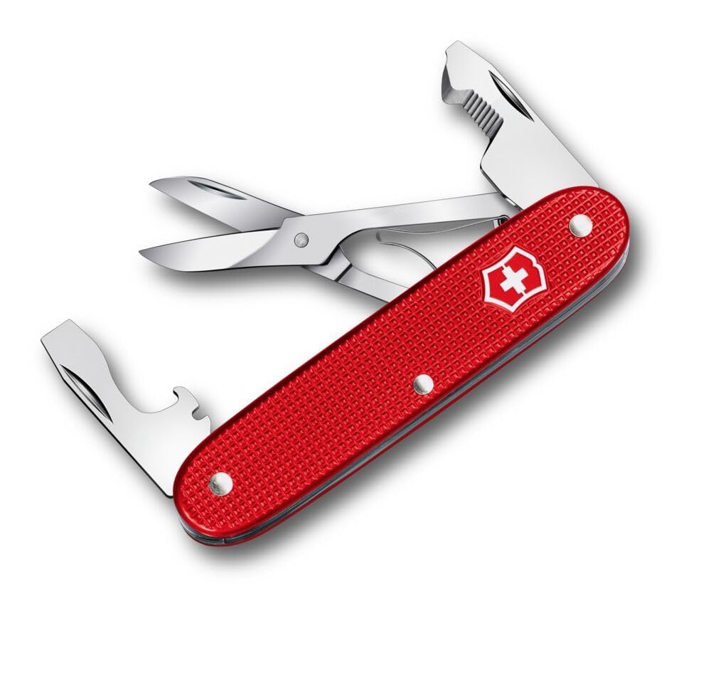 Victorinox Companion X Alox- Herramienta de bolsills con tijeras | Multiherramienta DDurable hecha en Suiza con abridor de caja, tijeras y escamas Alox rojas. Compacto y sin cuchillas para