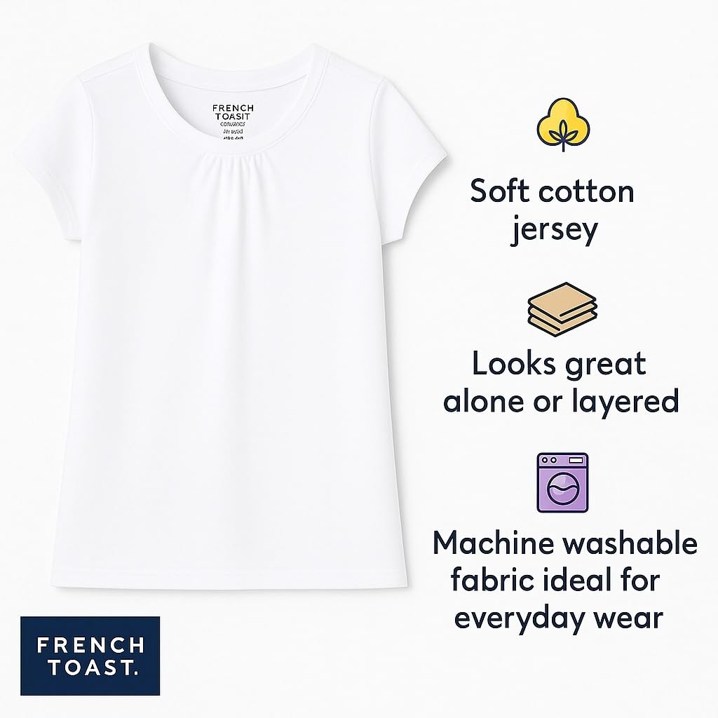 French Toast - Playera de Manga Corta con Cuello Redondo para niña