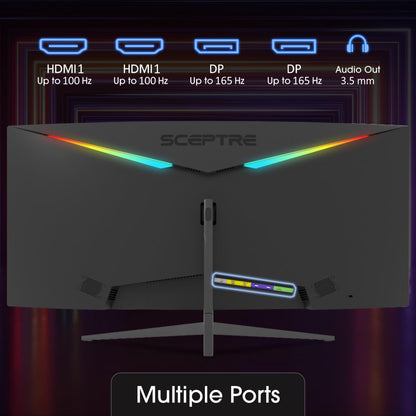 Sceptre 34-Inch Curved Ultrawide WQHD Monitor 3440 x 1440 R1500 up to 165Hz DisplayPort x2 99% sRGB 1ms Picture by Picture, Negro máquina 2023 (C345B-QUT168)