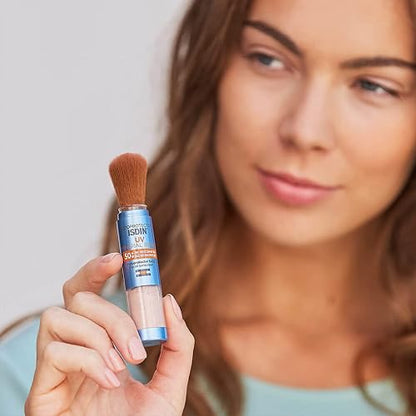 ISDIN Fotoprotector Uv Mineral Brush Spf 50+, Protector Solar Facial De Uso Diario On The Go, Activos Antipolucion, Matificante, Acabado Invisible, 2 G