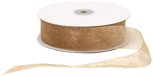 Offray Simply Sheer Asiana Craft Cinta translúcida con Borde de monofilamento, Dorado, 1-1/2 Inch x 100 Yard, 1, 1