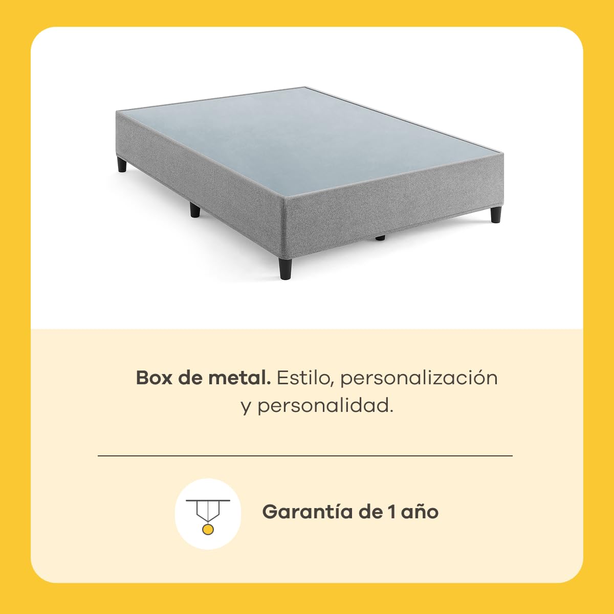 Nooz Base de Cama Metal Individual Fácil Armado Sin Herramientas Resistente Acero Sin Ruido Ahorra Espacio