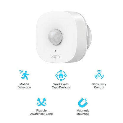 TP-Link Tapo Motion Sensor, Requires Hub, Long Battery Life w/Sub-1G Low-Power Wireless Protocol, Wide Range Detection, Adjustable Sensitivity, Real-Time Notification, Smart Action (Tapo T100)