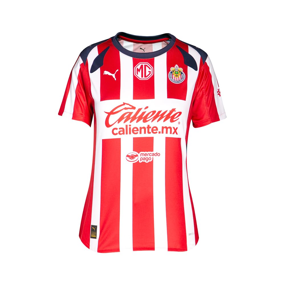 Puma Chivas Home - Playera de Manga Corta con Cuello Redondo para Mujer, Estilo Casual, Color Rojo