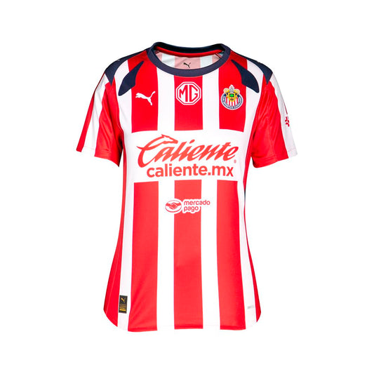 Puma Chivas Home - Playera de Manga Corta con Cuello Redondo para Mujer, Estilo Casual, Color Rojo