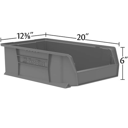 Akro-Mils 30280 20-Inch D by 12-Inch W by 6-Inch H Clear Super Size Plastic Stacking Storage AkroBin, 4-Pack