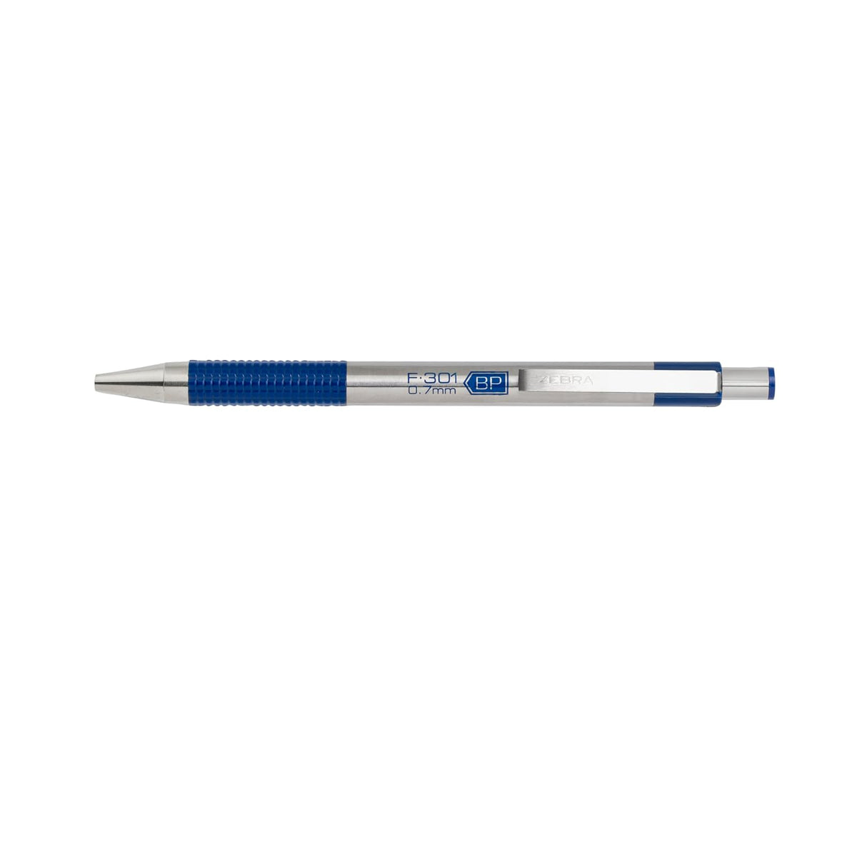 Zebra Pen F-301 - Bolígrafo retráctil, barril de acero inoxidable, punta fina, 0,7 mm, 4 negros, 2 azules y 3 recambios adicionales, 6 unidades