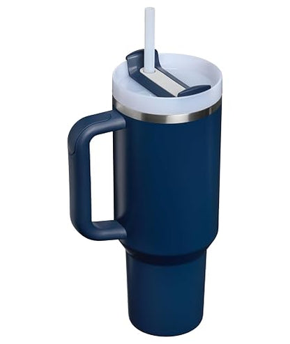 Stanley - Vaso con Asa y Popote | 40 Onzas, Tapa Flowstate de 3 Posiciones, Compatible para Viajes, Vaso de Acero Inoxidable Aislado, Sin Bpa, Color Azul