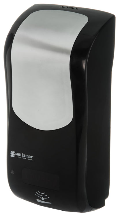 San Jamar Rely SH970BKSS Dispensador de jabón híbrido de espuma, color negro y aspecto inoxidable
