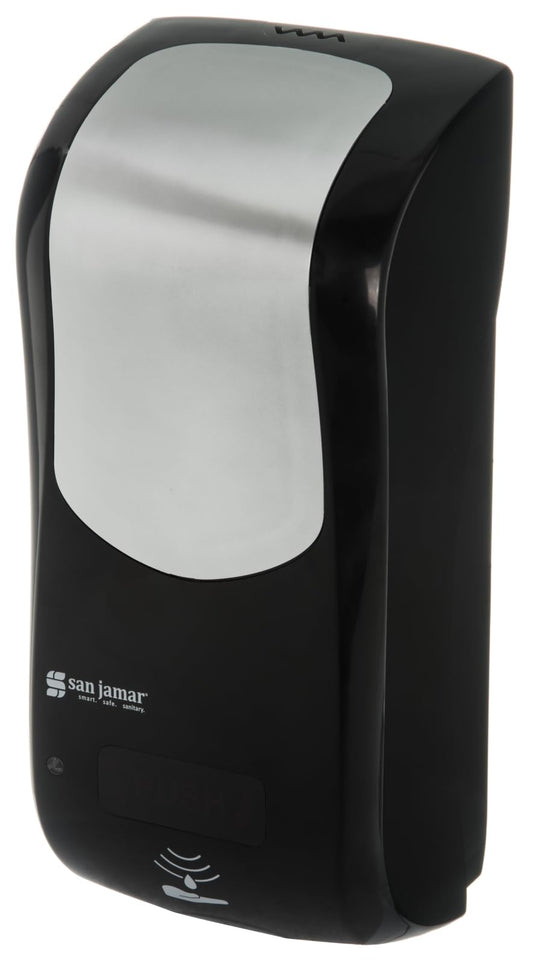 San Jamar Rely SH970BKSS Dispensador de jabón híbrido de espuma, color negro y aspecto inoxidable