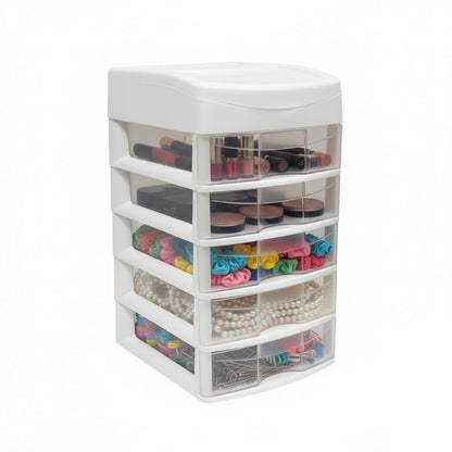 Italhome Cajonera De Plástico, Mini Organizador De Escritorio Multiusos Con 5 Cajones Transparentes Sesia