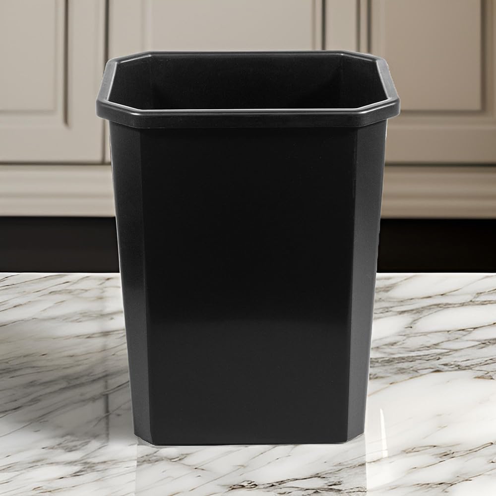 Bote de Basura Rectangular ESTRA 26L Negro | Cuerpo Apilable sin Tapa de Plástico Reciclado | Para Hogar, Oficina y Almacenaje