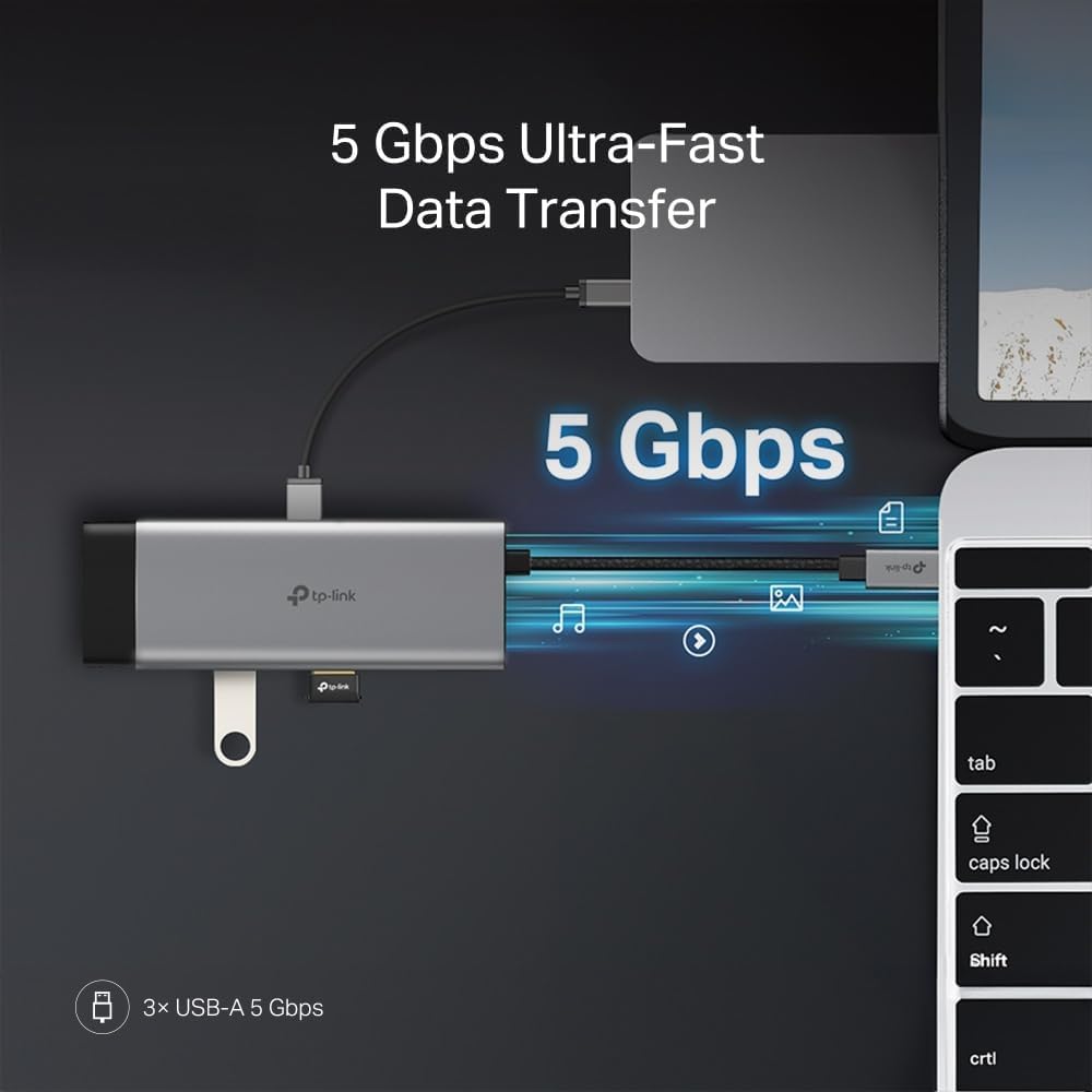 TP-Link UH7021C USB C Hub PD100W, 4K 60Hz HDMI, 1×USB C, 2×USB A, SD y microSD hasta 200MB/s, Plug and Play, Compatible con MacOS, Windows, Linux, iPad OS, iOS, Android