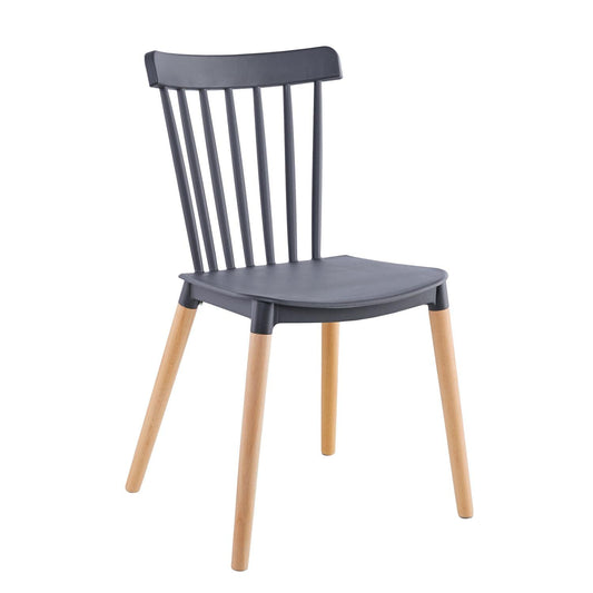 Midtown Concept 4 Sillas de Comedor French Modernas y minimalsitas con Patas de Madera Grey - 81.5 CM X 51 CM X 43 CM