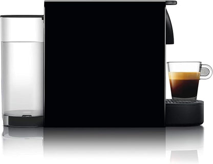 Nespresso Cafetera Essenza Mini Negra con Espumador + 7 Cápsulas | Incluye 12 Cápsulas de regalo y Espumador de leche