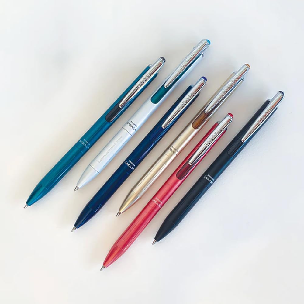 Zebra Elegante Bolígrafo Retráctil De Tinta Gel Sarasa Grand Punto Mediano (0.7 mm) Tinta Negra Cuerpo Blanco.