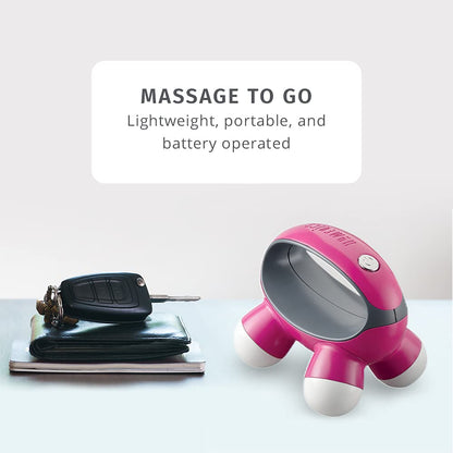 Homedics Mini Masajeador de Mano Quatro con Vibración, Battery Operated (Color puede variar)