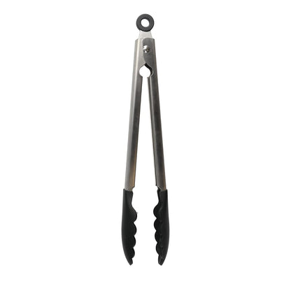 KitchenAid Pinzas de Cocina de Acero Inoxidable, Colección Classic Black Premium, 30 cm, con Puntas de Silicona Antideslizante
