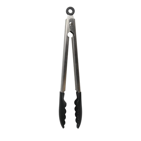 KitchenAid Pinzas de Cocina de Acero Inoxidable, Colección Classic Black Premium, 30 cm, con Puntas de Silicona Antideslizante