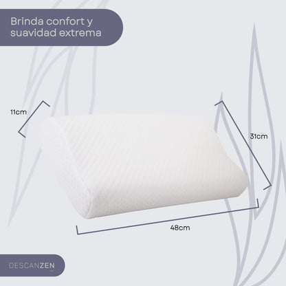 DescanZen | Almohada Ayu Ergonómica Suave - Memory Foam - Hipoalergénica y Antibacterial - Confort y Comodidad - Ortopédica