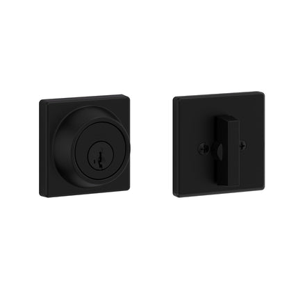 Kwikset 660 Cerradura de Cerrojo Redonda con Microban - Negro mate - Cuadrado - Nuevo pestillo