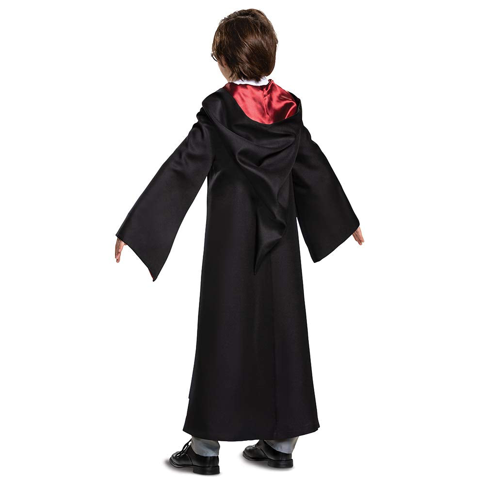 Disfraz de Harry Potter de Alta Calidad, Bata y Overol con Capucha para niños, Talla L (10-12), Negro y Rojo (107539G)