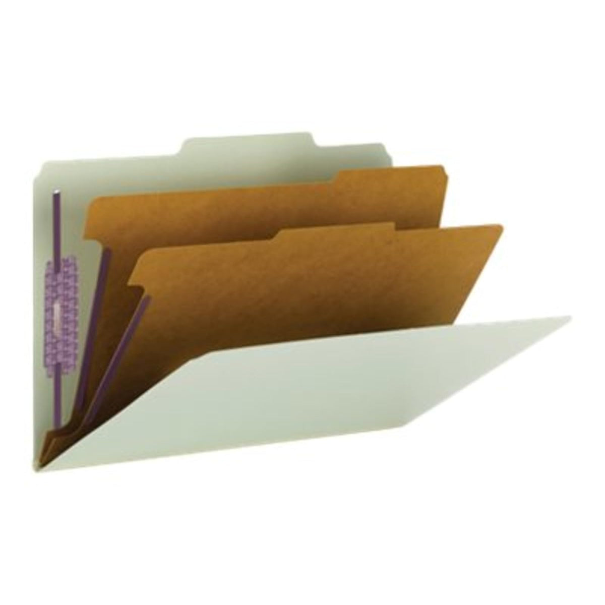 Smead Carpeta de archivos de clasificación de cartón con cierres SafeSHIELD, 2 divisores, expansión de 2 pulgadas, tamaño legal, gris/verde, 10 por caja (19076)