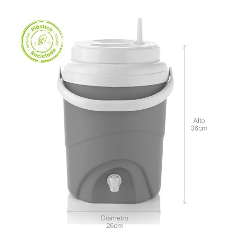 Estra Termo Térmico 8 Litros con Grifo Dispensador Antigoteo | Jarra para Agua, Café, Té y Jugos, Apto para Bebidas Frías y Calientes | Eventos, Oficina, Obra y Camping | Libre de BPA, Gris