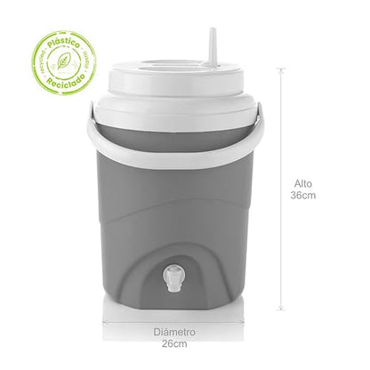 Estra Termo Térmico 8 Litros con Grifo Dispensador Antigoteo | Jarra para Agua, Café, Té y Jugos, Apto para Bebidas Frías y Calientes | Eventos, Oficina, Obra y Camping | Libre de BPA, Gris
