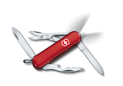 Victorinox Navaja Midnite Manager con Luz Led, Roja Transparente, 10 Usos