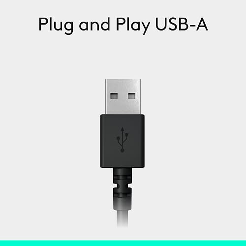 Logitech H390 Diadema con Cable, Sonido Estéreo y Micrófono USB con Supresión de Ruido, Controles Integrados en el Cable, PC/Mac/Laptop/Chromebook - Negro