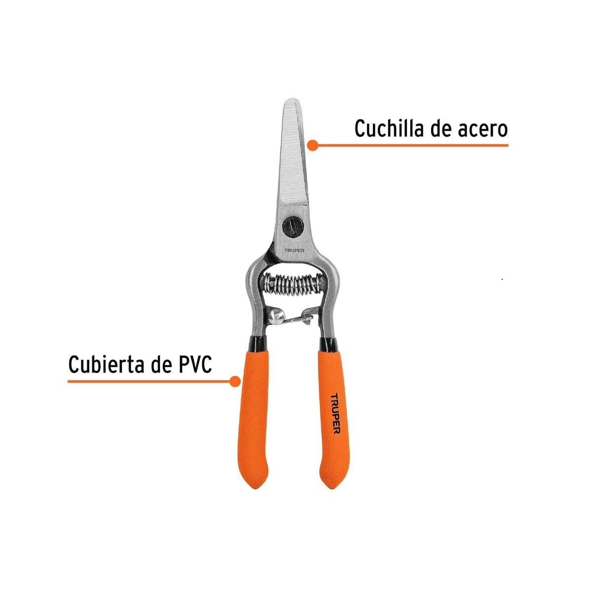 Truper T-20, Tijera para poda 6", cuchilla delgada, Paquete con 1 pieza