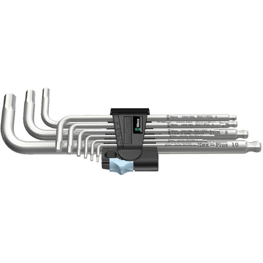 Wera - Juego De Llaves En L Hexagonales Con Punta Esférica De Acero Inoxidable, 9 Piezas