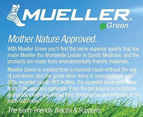Mueller Green - Rodillera ajustable con bisagras, negro/verde, talla única | Mueller Green está hecho de materiales reciclados