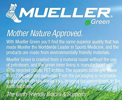Mueller Green - Rodillera ajustable con bisagras, negro/verde, talla única | Mueller Green está hecho de materiales reciclados