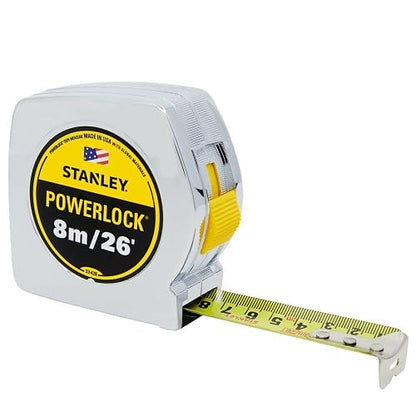 STANLEY Cinta métrica PowerLock 8m (26 pies), recubrimiento Mylar (33-428MX)