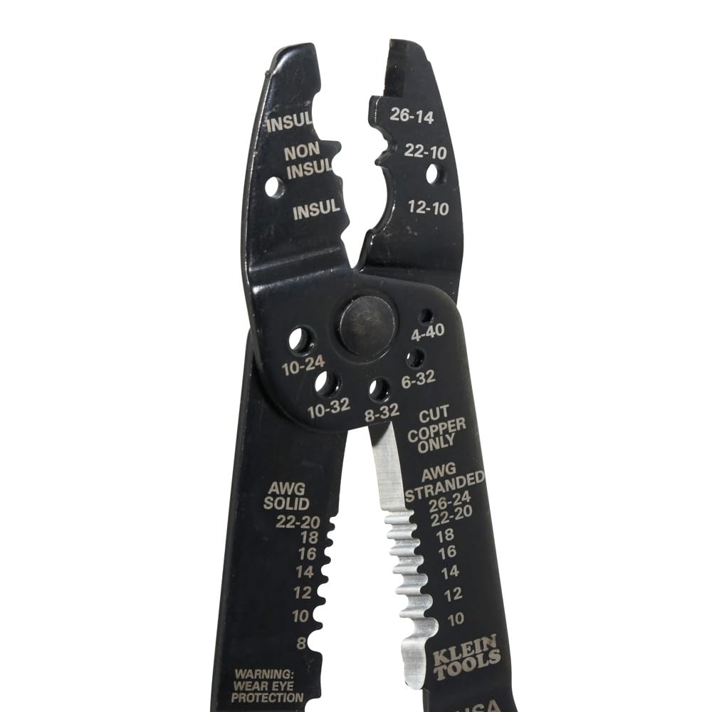 KLEIN TOOLS 1001 | Pinza Multiusos 6 en 1 para Electricista | Acero Forjado de Alta Resistencia | Compatible con Cable Sólido de 8-22 AWG y Cable Trenzado de 10-26 AWG | Color Rojo