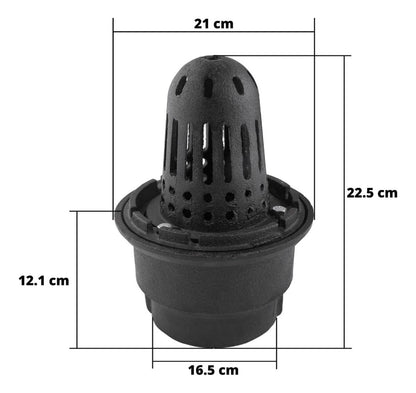 URREA Coladera para Piso con Cúpula para Azotea, Canastila de Sedimento, Anillo Especial para Colocación de Impermeabilizante, 144