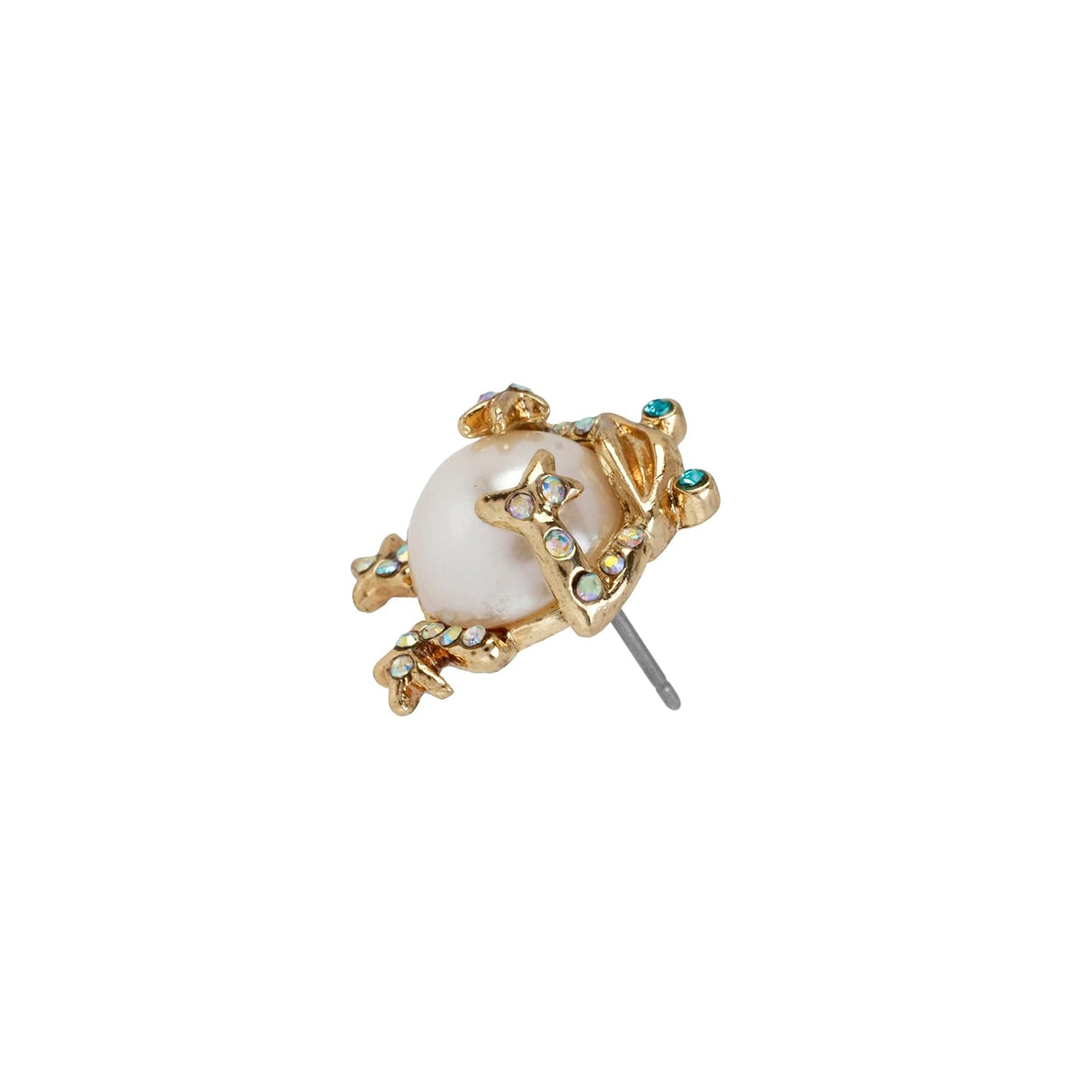 Betsey Johnson Pearl Critters Frog Stud Earrings