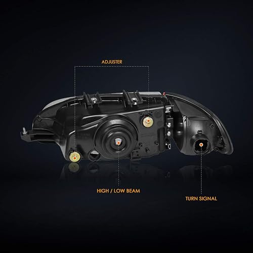PM PERFORMOTOR PMHL-HCIV-9295-OH-BC Faros Delanteros de Repuesto para Honda Civic 2/3 Puertas 1992-1995, Negro Ámbar
