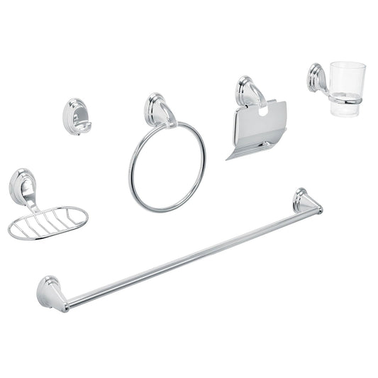 Foset Aqua AQA-4003, Juego de 6 accesorios para baño color cromo chapetón ovalado