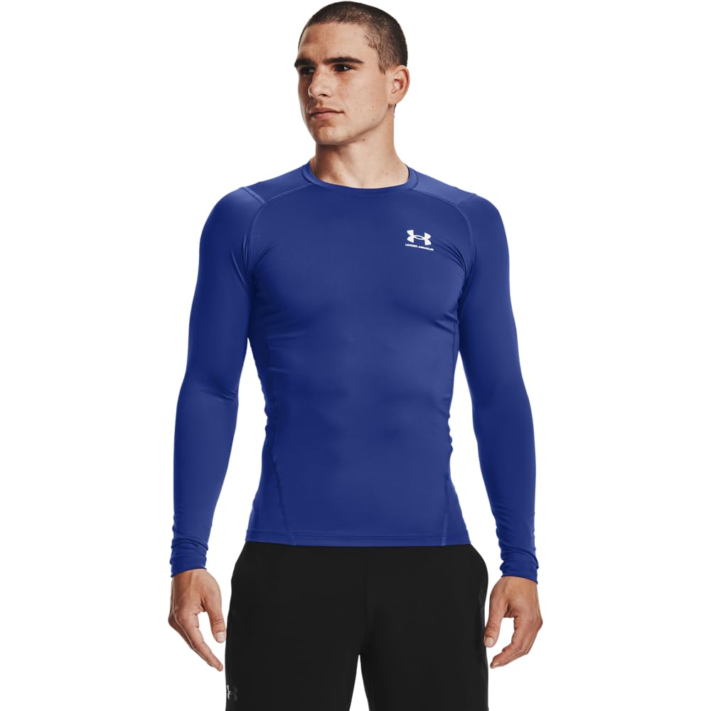 Under Armour HeatGear Playera de Compresión Manga Larga Hombre - CH - Azul (Royal Blue - White - 400)