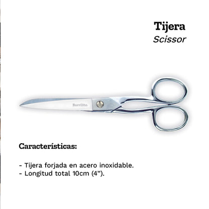 BARRILITO Tijera Costura de Acero Forjado Barrilito10.2 cms 4". 8642-4CN