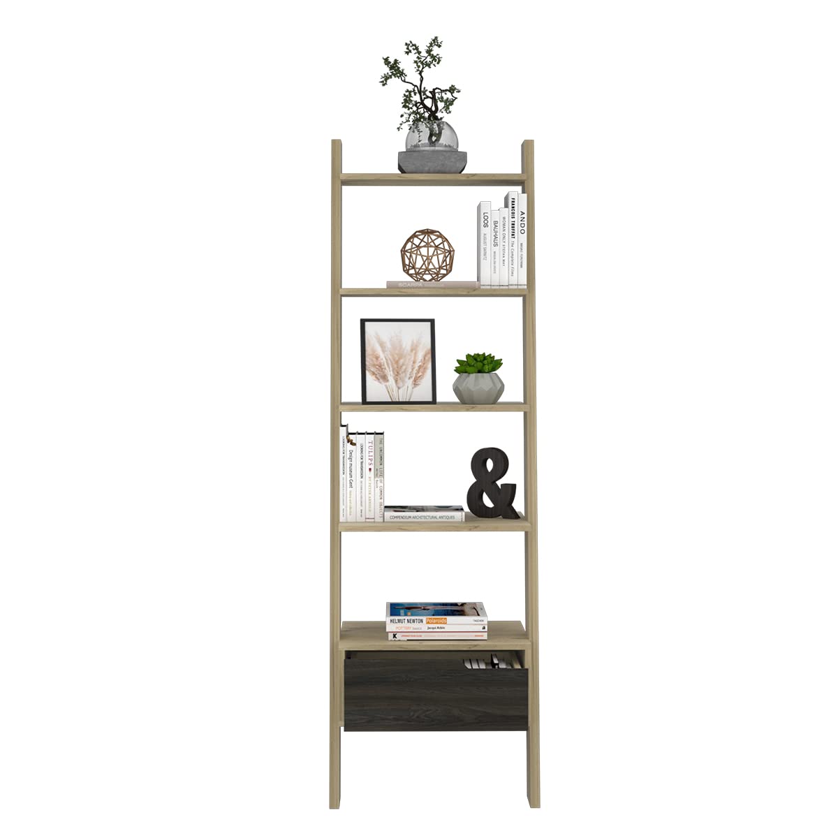 Diecsa Deco Home Estanteria Oslo armable, Color Duna con Carbon, Dimensiones 56 Largo X 39 Ancho X 180 Alto cm, Estilo contemporáneo, con Cuatro entrepaños